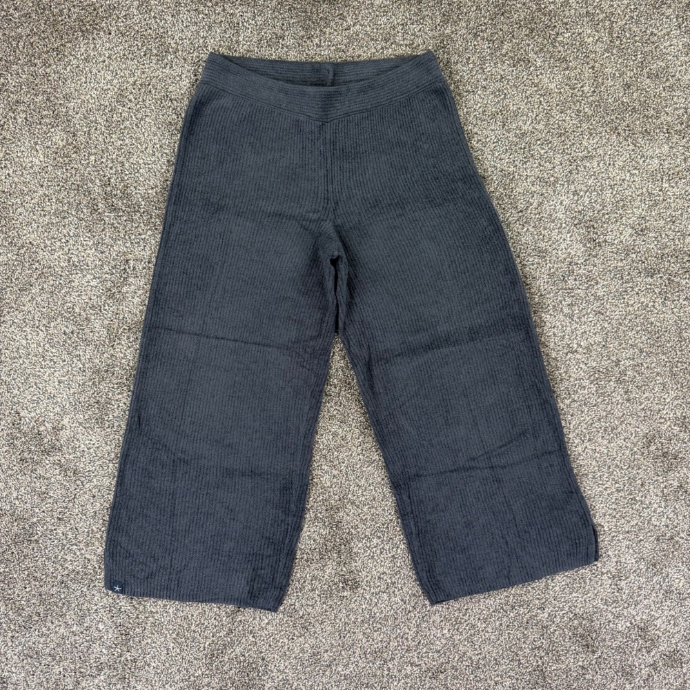 Barefoot Dreams CozyChic Ultra Lite Ribbed Knit Cropped Pant Charcoal Gray Small